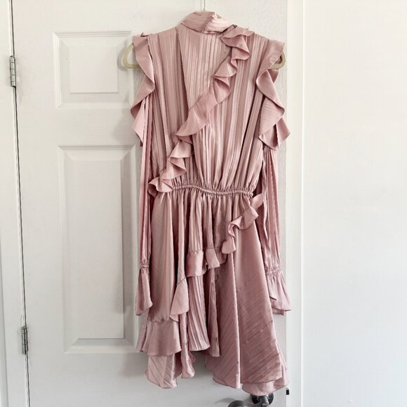 NWT Off-White by Virgil Abloh Ruffled Dress in Pink, size 40IT (fits size small) - Picture 12 of 15